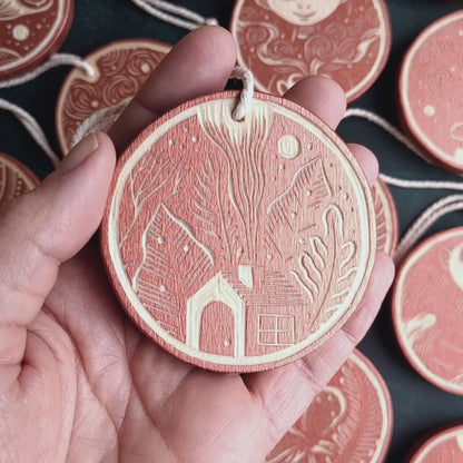 Woodcut ornament: Landscape